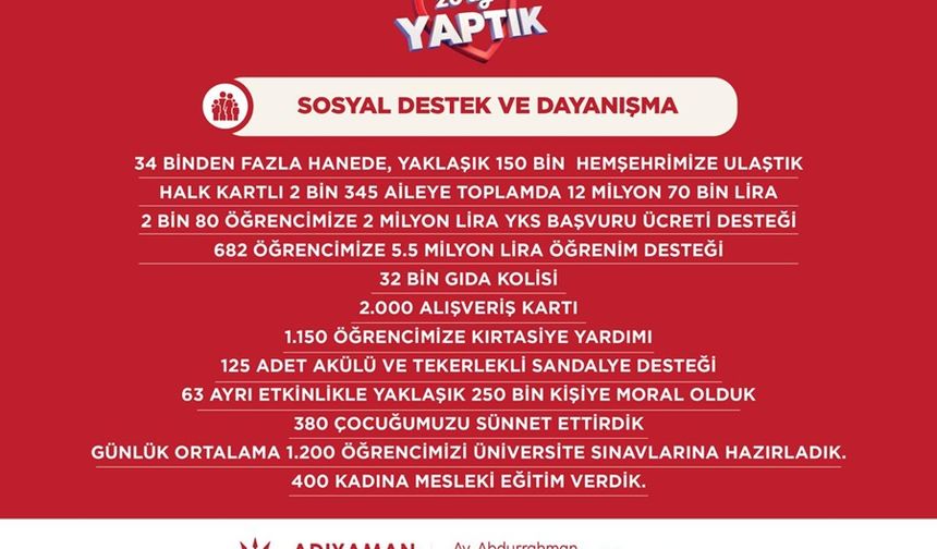 Adıyaman beledıyesinden sosyal destek