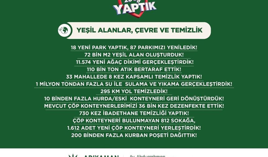 Adıyaman belediyesinden yeşil alanlar